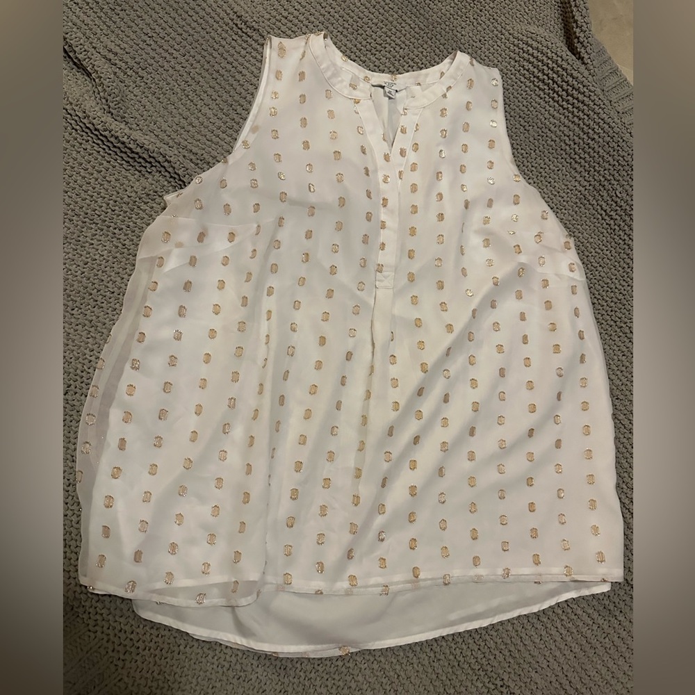 2X White and Gold Polka dot Crown & Ivy Blouse